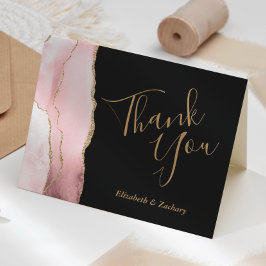  Agate Guld Glitter Mörk Bröllop Tack Kort