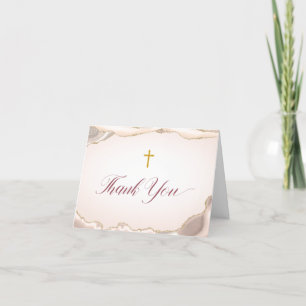 Agate Guld Glitter Script Baptism Tack Kort