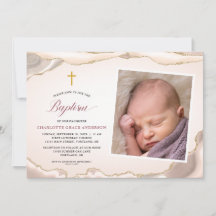 Agate Guld Glitter Script Photo Girl Baptism
