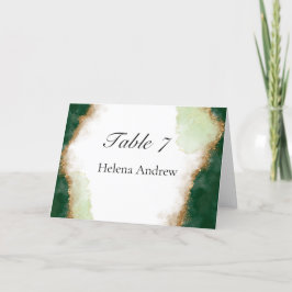 Agate Guld & Grönt bröllop Bord Tält Place Card Program