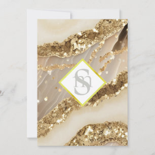 *~ Agate Ivory Guld AR66 QR + OSA Bröllop Inbjudningar