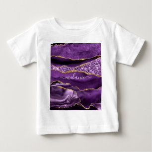 Agate Lila Guld Custom Name Baby T-Shirt