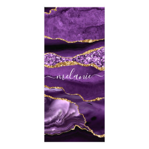 Agate Lila Violet Guld Glitter Geode Eget namn Reklamkort