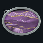 Agate Lila Violet Guld Glitter Namn Bälte Buckle<br><div class="desc">Agate Lila Violet Guld Glitter Geode Custom Name Gnistra Marble Personlig Birthday - Annibröllopsdag eller Bröllop Gift / Supparly - Add Your Name - Text or Remove - make Your Speciell Gift - Resize and move and remove and add text / inslag with Adapzation verktyg. Utformning efter MIGNED. Se mina...</div>