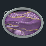 Agate Lila Violet Guld Glitter Namn Bälte Buckle<br><div class="desc">Agate Lila Violet Guld Glitter Geode Custom Name Gnistra Marble Personlig Birthday - Annibröllopsdag eller Bröllop Gift / Supparly - Add Your Name - Text or Remove - make Your Speciell Gift - Resize and move and remove and add text / inslag with Adapzation verktyg. Utformning efter MIGNED. Se mina...</div>