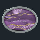 Agate Lila Violet Guld Gnistra Namn Bälte Buckle<br><div class="desc">Agate Lila Violet Guld Glitter Geode Custom Name Gnistra Marble Personlig Birthday - Annibröllopsdag eller Bröllop Gift / Supparly - Add Your Name - Text or Remove - make Your Speciell Gift - Resize and move and remove and add text / inslag with Adapzation verktyg. Utformning efter MIGNED. Se mina...</div>