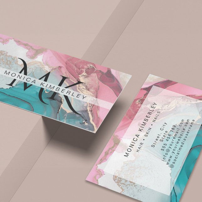 Agate Marble Guld Monogram Visitkort (Agate Marble Gold Monogram Business Card)