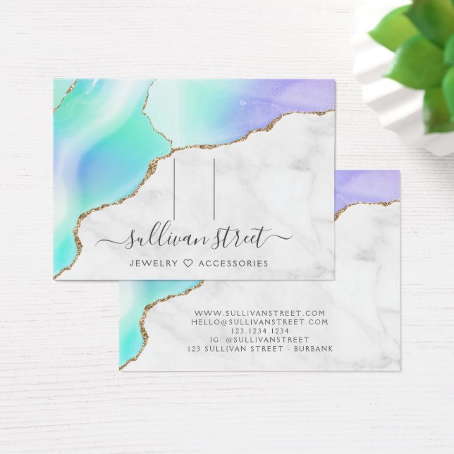 Agate Marble Hair Clip Barrette Visning Card Visitkort (Skivbord)