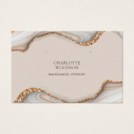 Agate Marble Rosa  Geode Earring Vågrät Visitkort