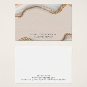 Agate Marble Rosa Geode Earring Vågrät Visitkort