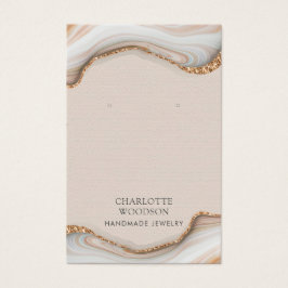 Agate Marble Rosa  Geode Earring Visning Card Visitkort