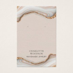 Agate Marble Rosa  Geode Earring Visning Card Visitkort