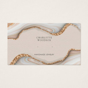 Agate Marble Rosa  Geode Stud Earring Visning Visitkort