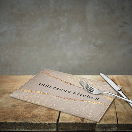 Agate marble stone glitter beige guld monogram