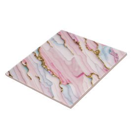Agate Marble Trendig Blue Rosa Guld Collection Kakelplatta