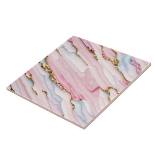 Agate Marble Trendig Blue Rosa Guld Collection Kakelplatta