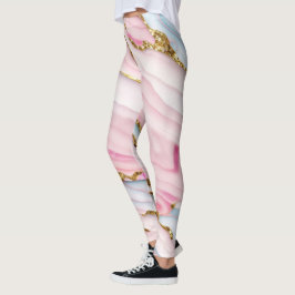 Agate Marble Trendig Blue Rosa Guld Collection Leggings