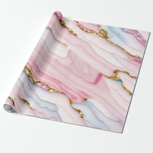 Agate Marble Trendig Blue Rosa Guld Collection Presentpapper