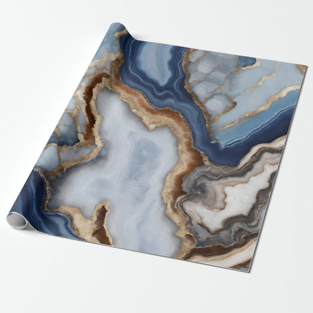 Agate Marble Wrapping Papper Presentpapper (Utrullad)