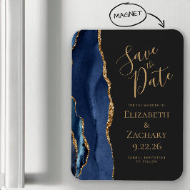 Agate Marinblå Guld Mörk Spara Datum Magnet