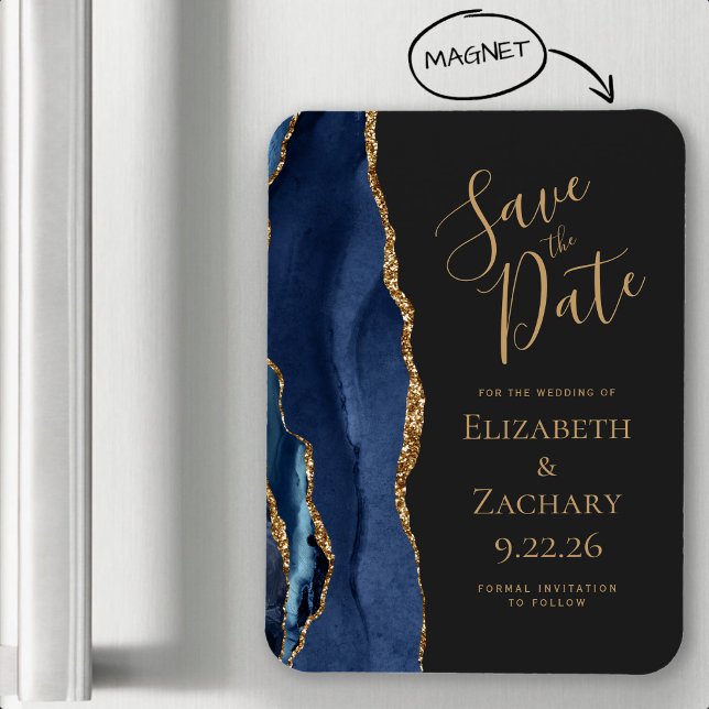 Agate Marinblå Guld Mörk Spara Datum Magnet (Skapare uppladdad)