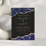 Agate Navy Blue Guld Blue Wedding bjudande Inbjudningar<br><div class="desc">Svart och marinblå Geode och guldblomma i Vår eller sommarbröllop - innehåller ett modernt skript för elegant och Bröllop för den speciella Bröllopsdagen firande.</div>
