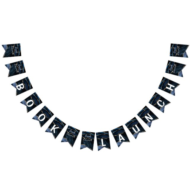Agate Navy Blue Guld Bok Launch Bunting Flaggor (Alla)