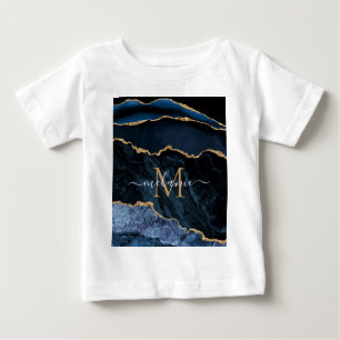 Agate Navy Blue Guld Gemstone Marble Custom Name T Shirt