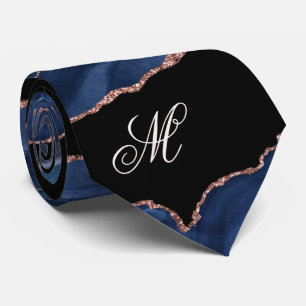 Agate Navy Blue Guld Glitter Luxury Monogram Nacke Slips