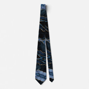 Agate Navy Blue Guld Glitter Luxury Neck Tie Slips