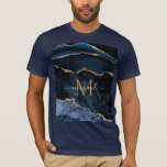 Agate Navy Blue Guld Modern T-Shirt - Monogram<br><div class="desc">Agate Navy Blue Guld Gemstone Marble Monogram Namn Geode Glitter Gnistra Personlig Birthday - Annibröllopsdag eller Bröllop Gift / Supparly - Add Your Brev / Namn - Text or Remove - make Your Speciell Gift - Resize and move or remove and add text / inslag with custom verktyg with custom....</div>