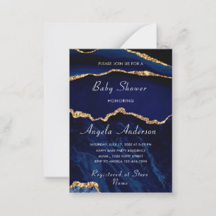 Agate Navy Blue Guld Pojke Shower-inbjudan Anteckningskort