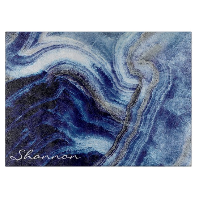 Agate Navy Blue Marble Background med Namn (Framsidan)