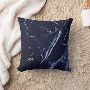 Agate Navy Blue Marble Custom Name Brev Kudde