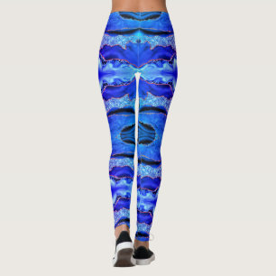 Agate Neon Blue Guld Glitter Marble Leggings
