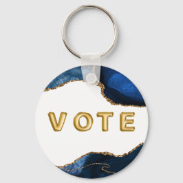 Agate Sapphire with Gold Veins Vote Nyckelring