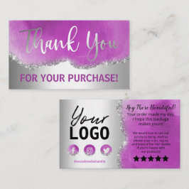 Agate Silver Lila Tack Visitkort