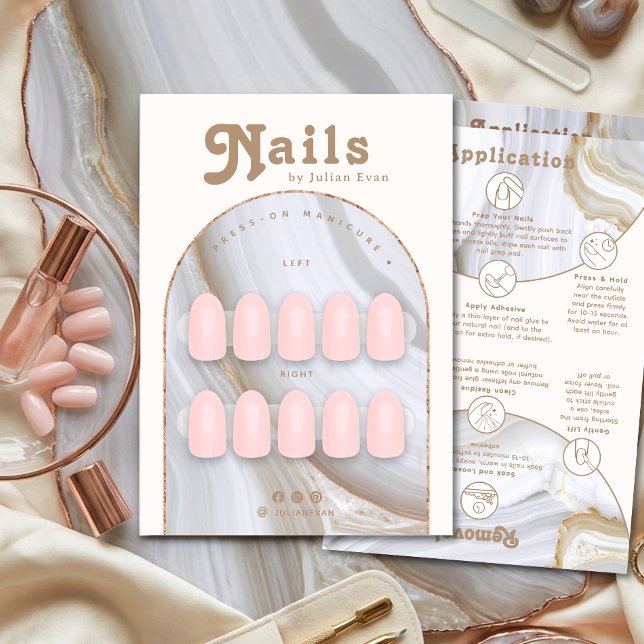 Agate Sten Marmor Nagelförpackning Displaykort Tack Kort (Agate Stone Marble Nail Packaging Display Card)