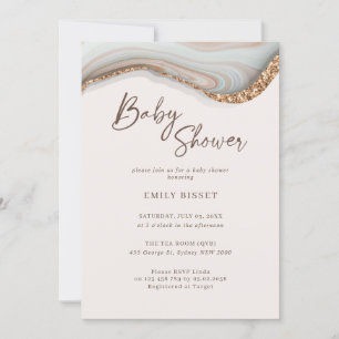 Agate Stone Marble Baby Shower-inbjudan Inbjudningar