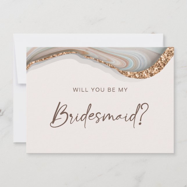 Agate Stone Marble, blir du mitt Bridesmaid-kort Tack Kort (Framsida)