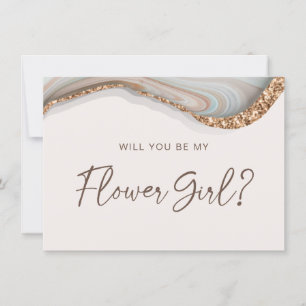 Agate Stone Marble Flower Girl Card Tack Kort