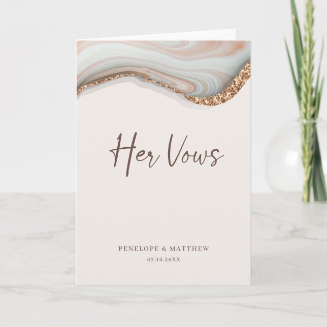 Agate Stone Marble her Vows Card Kort (Framsida)
