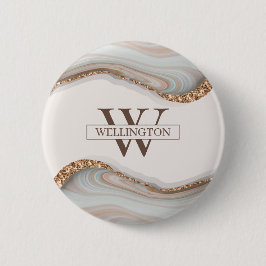 Agate Stone Marble Monogram Namn Badge Knapp