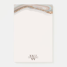 Agate Stone Marble Monogram Namn Post-it Notes
