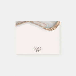 Agate Stone Marble Monogram Namn Post-it Notes Block