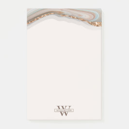 Agate Stone Marble Monogram Namn Post-it Notes Block