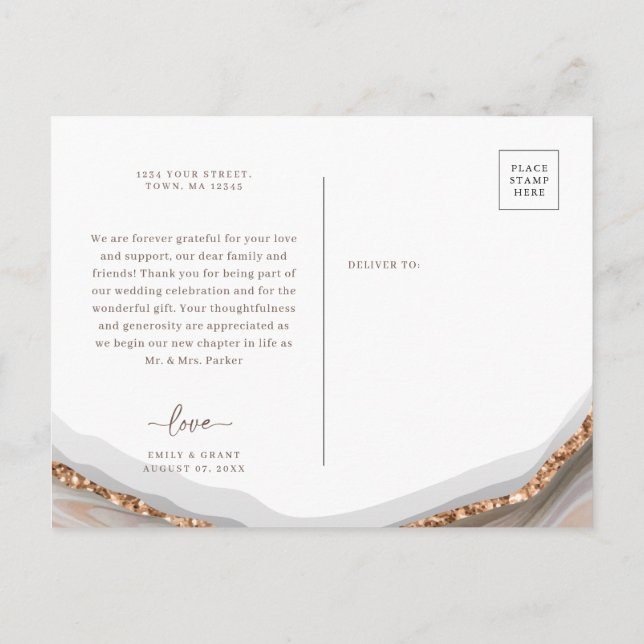 Agate Stone Marble Tack vykort (Baksida)