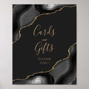 Agate Svart Guld Mörka Bröllopskort och Gåvor Poster