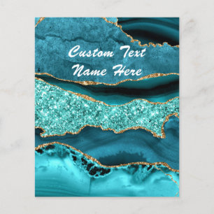 Agate Teal Blue Guld Aqua Turquise Anpassningsbar  Flygblad