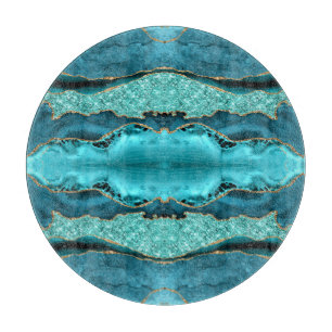 Agate Teal Blue Guld Aqua Turquise Caking Board